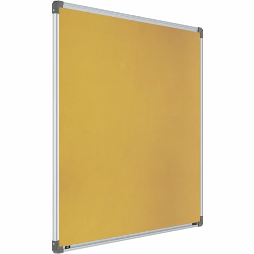 Image of Scholar Art Metis 3x4 Feet Bulletin Board for Study Table & Kids Room | Vibrant & Versatile Crape Cloth + High Density Soft Board for Pinning Photos, Sticky Notes & Reminders (Yellow)