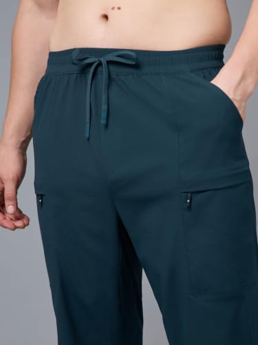 Image of TECHNOSPORT Men's Solid Baggy Fit Cargo Trackpants TS DURAFLEX Technology Drawstring Multi Pocket Polyester Joggers for Gym Running Workout Travel Casual Wear Quick Dry