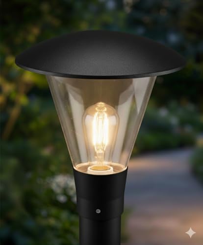 DIFFUSIONE LUMINOSA OTTIMALE: Il design a lanterna con cappello superiore garantisce una distribuzione uniforme della luce verso il basso e lateralmente.