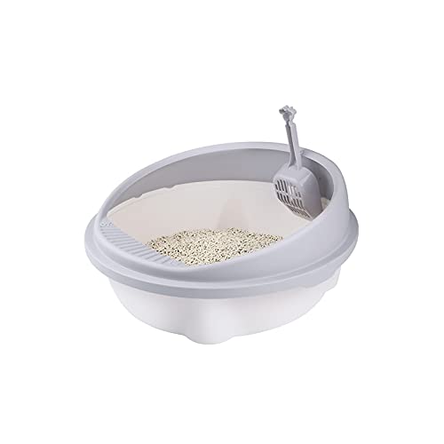 Cajas de Arena Semi Cerrado Caja de Arena Caja de Arena Cucharada Anti-Splash Portátil Plástico Grandentorant Sandpit Cat Self Limpieza Aseo Cat Little Box Arenero ​Gatos (Color : Light Grey)
