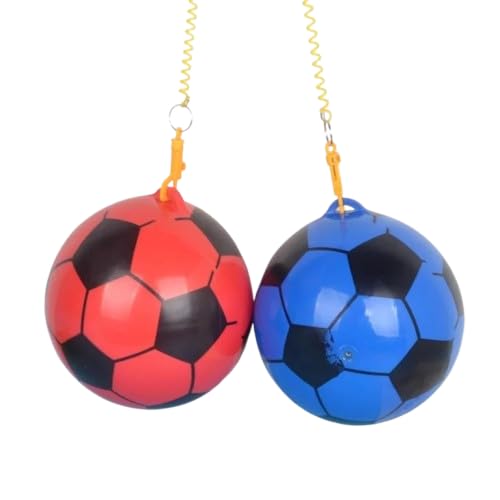 MIXEL Inflatable Football with Spring String, Lightweight and Portable, Long-Lasting Fun, Ideal for Enhancing Coordination, Reflexes, Physical Activity, Random Colour, (2 Pcs)