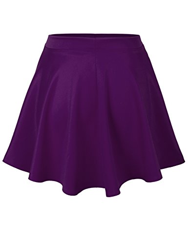 KOGMO Womens Basic Solid Versatile Stretchy Flared Casual Mini Skater Skirt2