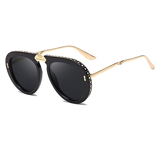 HMRGLMIE-Women Foldable Frame Sunglasses for Women Rhinestone Sun Glasses Female Shade