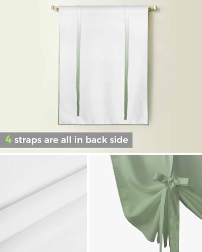 Artshowing LYH-2024-08-30-BTD-SWXF07618CLZFASG Ombre Sage Green Tie Up Curtains For Windows 45 Inch Length Balloon Curtains Kitchen Adjustable Balloon Window Shade Modern Gradient Green Tie Up Valance Bathroom Curtain Window 52 Inchx45 Inch thumb #3
