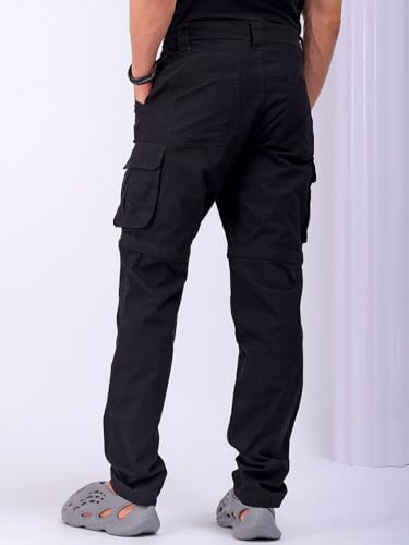 Image of The Indian Garage Co Men Relaxed Fit Solid Mid-Rise Cargos
