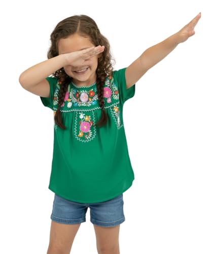 Image of unik Girls Cotton Embroidered Floral Blouse for Birthdays, Cultural Events, Cinco De Mayo