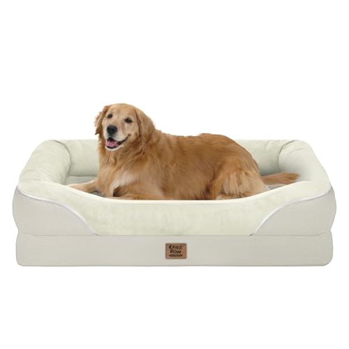 Image of Chez Paw Waterproof Orthopedic XL Dog Bed for Large and Extra Large Dogs | Egg Crate Foam, 4-Sided Bolster Support, Waterproof Liner, Non-Slip Bottom, Machine Washable Cover, 42 x 30 Inch