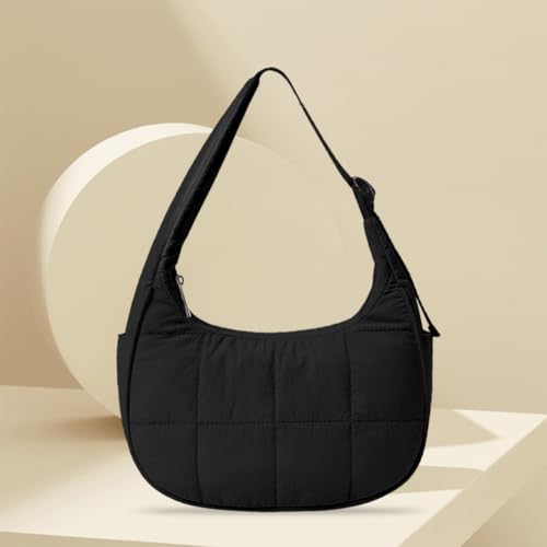 Women’s Puffer Quilted Crescent Bag - Nylon Hobo Purse with Adjustable Strap Zipper for Work, Travel4