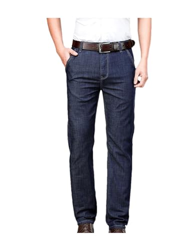 Men's Classic Straight Fit Stretch Jeans Solid Slim Fit Button Fly Business Work Office Denim Pants