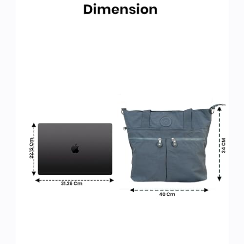 Image of CHIBAO Polyester Dual Handles Tote Bag for Women & Men | Large Capacity Multipurpose Shoulder Bag | Stylish Everyday Office, College, Travel & Shopping Handbag with Multiple Pockets Black