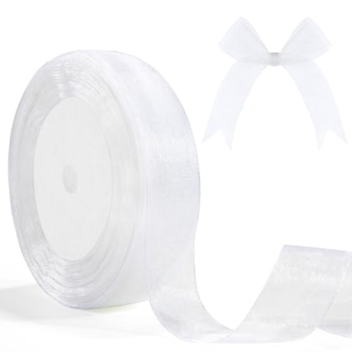 Cinta De Gasa De Organza Blanca Transparente 25mm Regalo Cumpleaños 46m Cintas Para Regalos Lazos Novia Decorativas