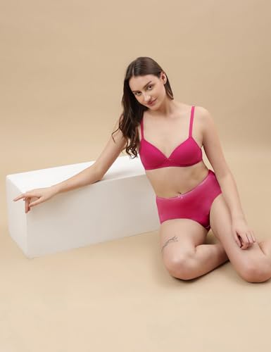 Image of Marks & Spencer Cotton Mix Padded Demi Cup Bra Dark Pink
