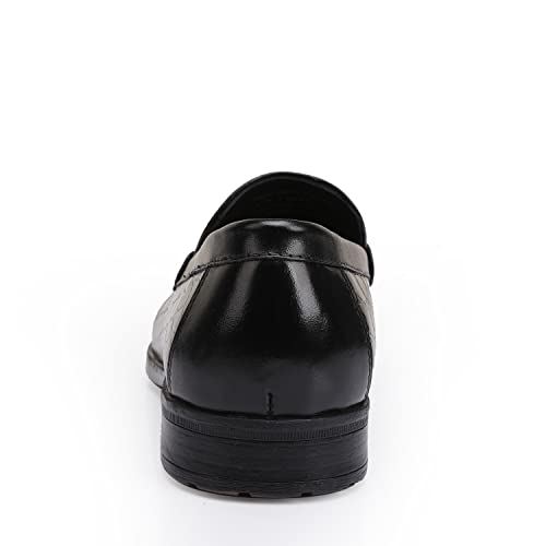 Golden Coxes Family Men's Leather Penny Loafers Formal Dress Shoes Crocodile Printed Soft Slip-On Loafer For Men Black #TOP5
