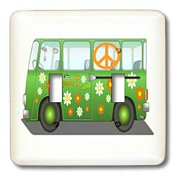 Double interrupteur années 60 hippie van pour camoufler les traces et décorer les murs