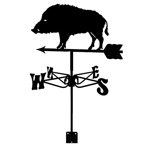 JASFEER Girouette Sanglier Girouette Girouette Girouette Outils De Mesure en Acier Inoxydable Durable Scène De Ferme Indicateur De Vent Noir Satin pour Cour Jardin Extérieur Cover