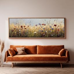 Tableau de prairie fleurie décoration murale impression horizontale toile - 2