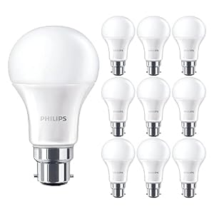 Philips 10 Pack CorePro LED Frosted GLS A60 Lamp 11W (75W) B22 BC Large Bayonet Cap 2700k Warm White | 1055 Lumen | 15000 Hours | Car Air Freshener Included | 80+ CRI