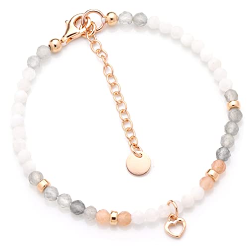 Filigranes Armband Damen 'Moonlight' mit kleinem Herz Silber oder...