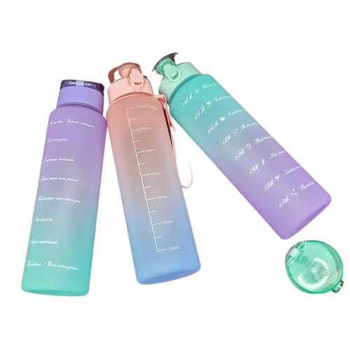 Garrafa De Água Squeeze 800 ml Colorida com Canudo Adesivos Academia Fitness Esporte Treino Musculaç