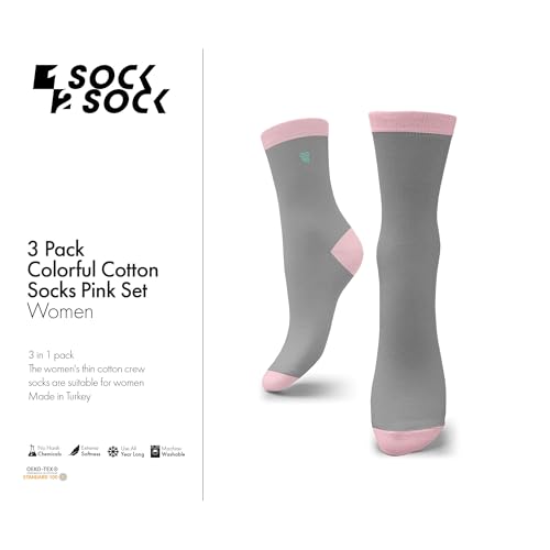 1SOCK2SOCK Women's Colorful Thin Crew Socks 3 Pack Gift Box Soft Cotton Casual Patterned4