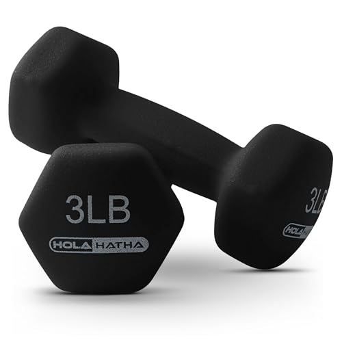 HolaHatha Neoprene Dumbbell Weights Set with Rack, 20 Lbs, Black - image 8