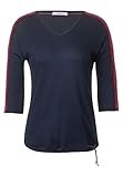 CECIL Damenshirt mit Struktur-Optik und College Streifen am Ärmel. Maße bei EU-Größe M ca.: Länge 65 cm, Brust 54 cm, Saumweite 54 cm