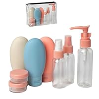 Kit Viagem 8 Frascos Recarregáveis 3x60 ml 3x30 ml 2x10 ml Necessaire Transparente Potes Antivazamento Bagagem de Mão com Funil e Espátula