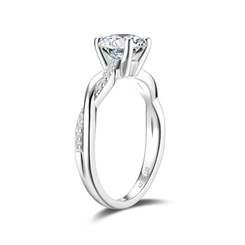 AGVANA 0.5-1 Carat Lab Grown Diamond Petite Twisted Vine Ring in 14K White Gold (0.54-1.06 Ct.Tw. Main Stone) Engagement Anniversary Wedding Ring for Women (D-E Color, VS Clarity)4