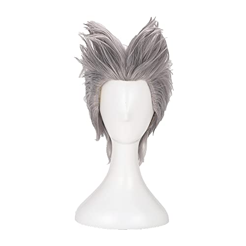 Perruque Cosplay Garou One Punch Man cheveux gris argenté bouclés