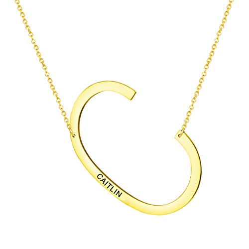 Caitlin Large Initial Necklace Personalized Name Oversize Letter Pendant 18K Gold Plated Stainless Steel Jewelry Birthday Gifts for Teen Girls Women Sister Daughter Bridesmaid Caitlin Large Initial Necklace Personalized Name Oversize Letter Pendant 18K Gold Plated Stainless Steel Jewelry Birthday Gifts for Teen Girls Women Sister Daughter Bridesmaid