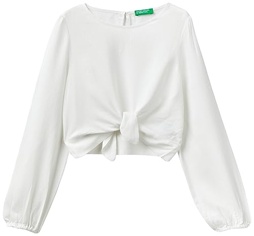 United Colors of Benetton Blusa 5fbkcq01o, Camisa Niñas, Blanco (Bianco Latte 074), L