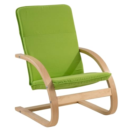 Home4You Kindersessel Kinderstuhl Freischwinger | Apfelgrün | Holz | Baumwolle | Sitzhöhe 28 cm
