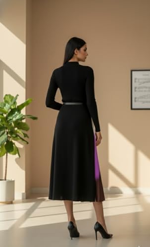 Image of Women's High-Fashion Bodycon Dress with Contrast Pleats and Belt