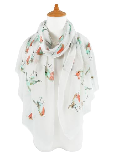 Image of GERINLY Scarfs for Women Lightweight Cotton Feel Scarves Floral Birds Print