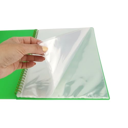 D.RECT Sichtbuch PP A4, 20 Hüllen, Sichtmappe, Solid, Präsentationsordner, Angebotsmappen, Spiral Display Book, Grün