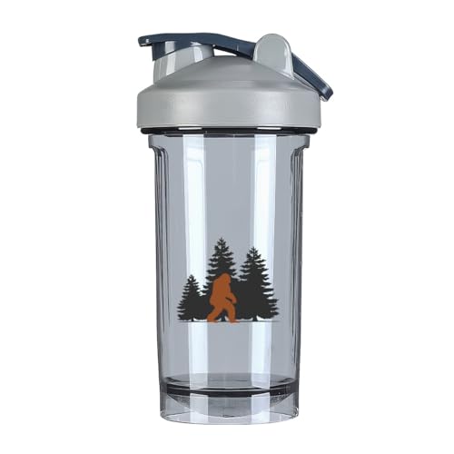 Sasquatch Bigfoot Trees Forest 18 Ounce Shaker Cup,Fashion Theme Pattern Shaker Bottle Leak-proof Workout Shake Bottles 500ML/18 oz Perfect for Pre Workout