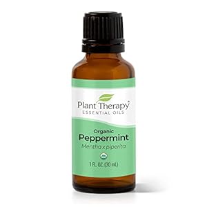 Plant Therapy Organic Peppermint Essential Oil 100% Pure, USDA Certified Organic, Undiluted, Natural Aromatherapy, for Diffusion, Skin, Hair, Therapeutic Grade 30 mL (1 oz)
