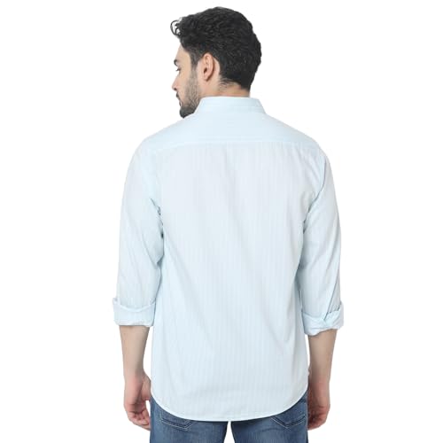 Image of Spykar Men's Relaxed Fit N /A Half Sleeve Striped Casual Shirts