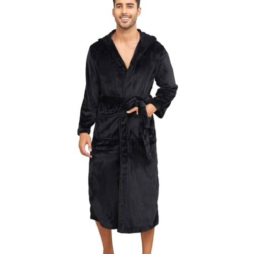 Mens Plush Bath Robe Fleece Shower Spa Bathrobe Male Fluffy Soft House Robes with Pockets3