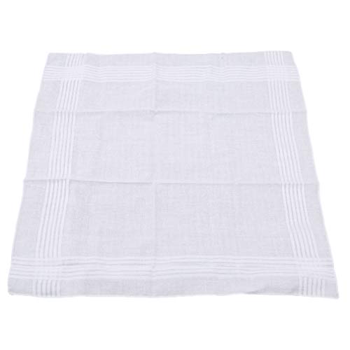HENGSONG 12pcs Men Women 100% Cotton Handkerchiefs Soft Washable White Towel