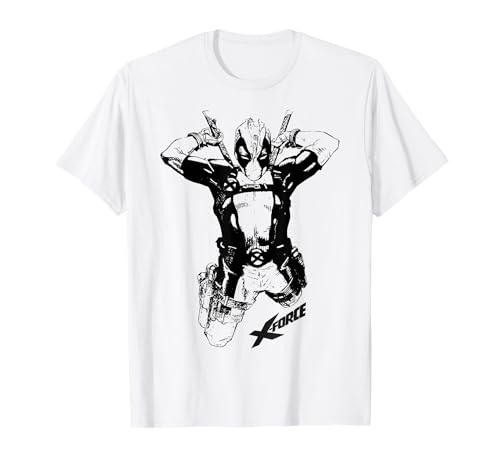 T-shirt Deadpool X-Force Marvel vêtement geek portrait minimaliste