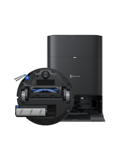 ECOVACS DEEBOT T80S OMNI Robot Aspirapolvere Lavapavimenti, 24800 Pa, OZMO ROLLER 2.0, ZeroTangle 3.0, Triple Lift, Lavaggio Mocio con Acqua Calda a 40-75 °C, Asciugatura ad Aria Calda, Nero