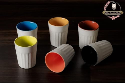 Image of Handcrafted Ceramic Kulhad Tea Cups Set, Handmade Floral Design, Eco-Friendly & Premium Festive Gift for Diwali, Weddings, Home Decor & Special Occasions (Multicolor)