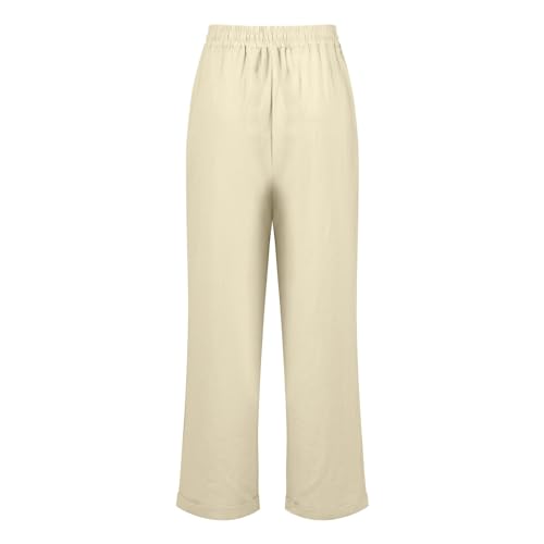 Cropped Linen Pants Women Plus Size Drawstring Elastic High Waisted Joggers Lightweight Summer Ankle Pants w/Pockets2