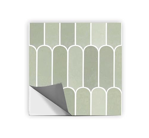 Image of Scala Bleucoin Peel and Stick Tile Stickers Vinyl Self-Adhesive Backsplash for Kitchen & Bathroom Easy DIY Home Decor Water-Resistant & Tile Decals Pack of 24 Pcs (Green, 12 inch x 12 inch Inches)