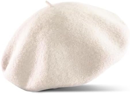 French Beret Hat Wool Blend Artist Beret Hat, Solid Color Classic...