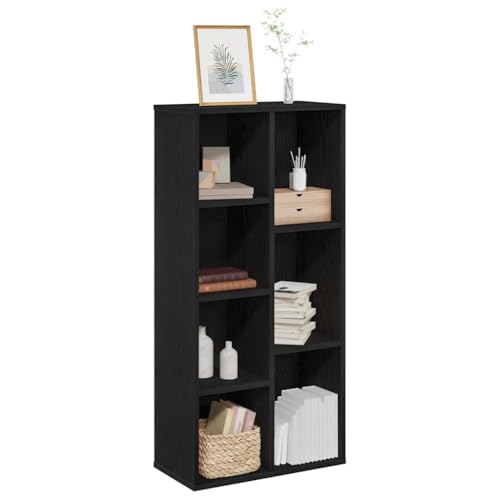 vidaXL Gabinete Compacto de Estantería de Roble Negro Organizador Durable de Madera Elaborada Diseño Moderno 6 Estantes Resistentes Muebles de Almacenamiento para Interiores
