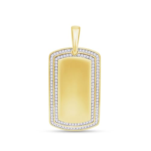 Dog Tag Pendant Charm for Men 0.60 Cttw Round Natural or Lab Grown Diamond Military Army Dog Tag Pendant in 10K Solid Gold and 925 Sterling Silver Jewelry for Him