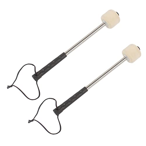 HANABASS 2Pcs Wool Felt Head Bass Drum Mallets Comfortable Grip Percussion Accessories for Students and Professionals Durable Drumsticks for Enhanced Performance