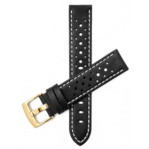 Image of Bandini Mens Leather Watch Band Strap, Vented, Racer, GT Rally, Stainless Steel Buckle, 10 Colors - 18mm, 20mm, 22mm, 24mm (Many sizes also come in Extra Long XL)